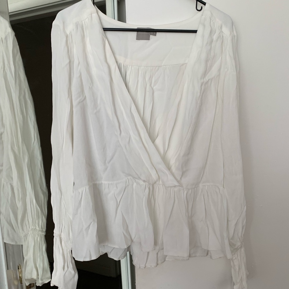 ASOS Large White Flowy Long Sleeve Top